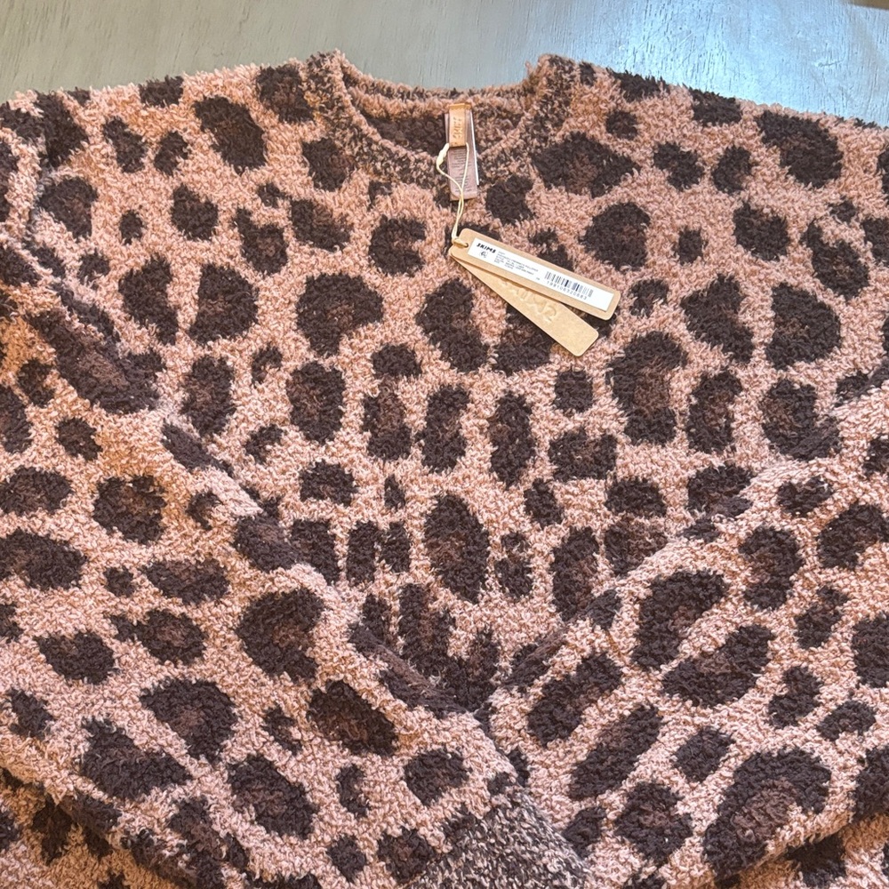 SKIMS🤎🖤 Brown Leopard Print Crew Neck Sweater